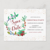 Invitation Carte Postale Wreath d'hiver & Gold Christmas Enregistrer la dat (Devant)