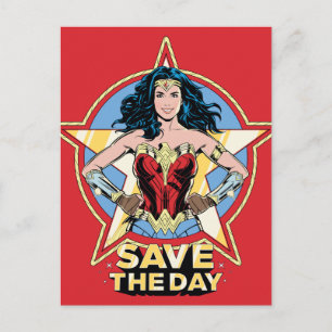 Invitation Carte Postale WW84   Save the Day Wonder Woman Retro Comic Art