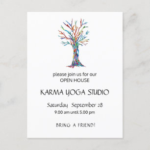 Invitation Carte Postale Yoga Open House Karma