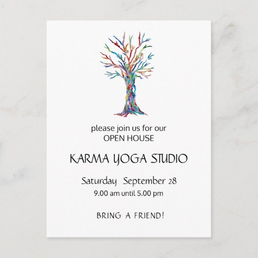 Invitation Carte Postale Yoga Open House Karma (Devant)