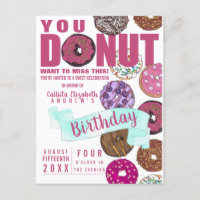 Yummy Rose Turquoise Donuts Aquarelle Anniversaire