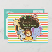 Invitation Carte Postale Zoo Animaux Baby shower, Bright Rainbow Stripes (Devant / Derrière)