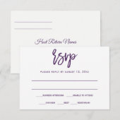 Invitation Carte-réponse | Calligraphie au pinceau - Prune / (Devant / Derrière)