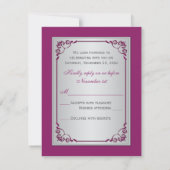 Invitation CARTE-RÉPONSE IMPRIMÉE RUBAN Fleurs violettes et a (Dos)