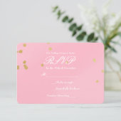 Invitation carte RSVP Blush Pink & Gold Confetti (Debout devant)