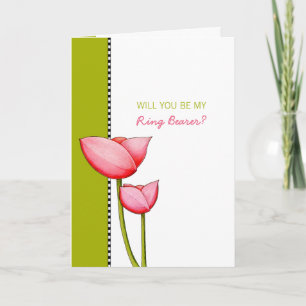 Invitation Cartesimple Fleurs vertes Sois mon porteur de bagu
