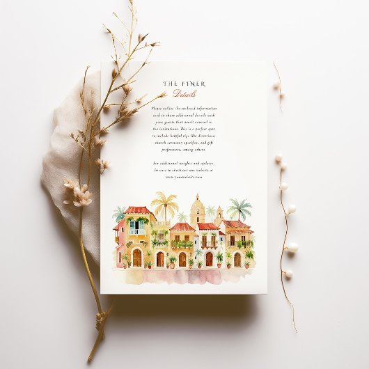 Invitation Carthagène Colombie Mariage d'aquarelle