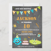 Invitation Carton bleu vert Monster Texte personnalisé Annive (Devant)