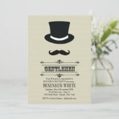 Invitation Carton Chapeau haut de forme et Moustache (Debout devant)