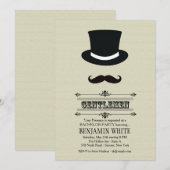 Invitation Carton Chapeau haut de forme et Moustache (Devant / Derrière)