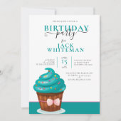 INVITATION CARTON D'ANNIVERSAIRE FESTIF CUPCAKE SARCELLE (Devant)