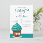 INVITATION CARTON D'ANNIVERSAIRE FESTIF CUPCAKE SARCELLE (Debout devant)