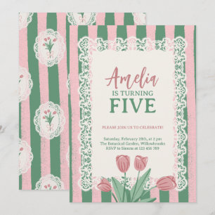 Invitation Carton d'anniversaire Fleur de Tulipe Vintage Ruba