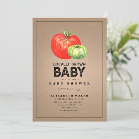 Invitation Carton d'aquarelle de Baby shower cultivé localeme (Debout devant)