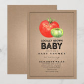 Invitation Carton d'aquarelle de Baby shower cultivé localeme (Devant / Derrière)