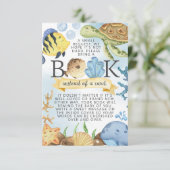 Invitation Carton de demande de livres pour bébé Sous l'océan (Debout devant)