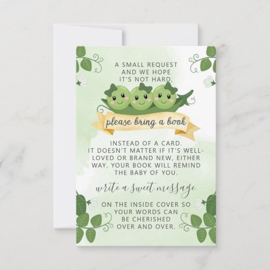 Invitation Carton de demande de livres Three Peas Pod pour bé (Devant)