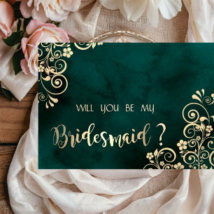 Invitation Carton de Demoiselle d'Honneur Émeraude Vert avec
