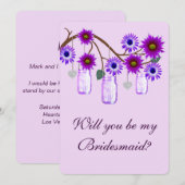 Invitation Carton de demoiselle d'honneur en pot Mason Fleurs (Devant / Derrière)