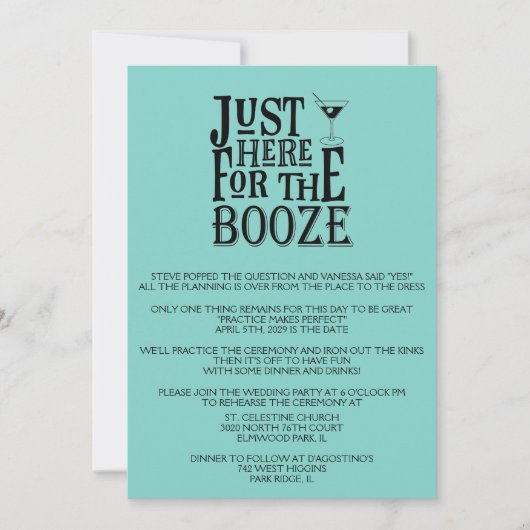 Invitation Carton de dîner de répétition de mariage drôle sar (Devant)