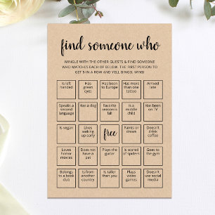Invitation Carton de jeu de bingo modifiable pour trouver que