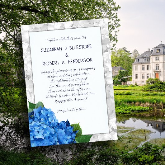 Invitation Carton de mariage à couches encadré avec Hydrangea