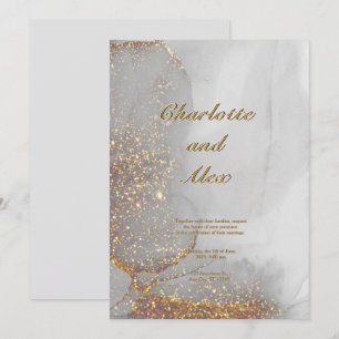 Invitation Carton de mariage à l'encre alcoolique chic paille