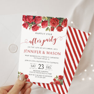 Invitation Carton de mariage aux roses rouges heureux à jamai