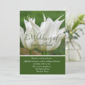 Invitation Carton de mariage aux tulipes blanches (Debout devant)