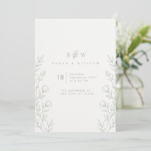 Invitation Carton de mariage botanique en ligne d'art en vert