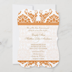 Invitation Carton de mariage en damas corail et ivoire Snapdr