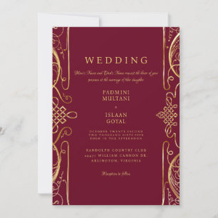 Invitation Carton de mariage indien de style royal rouge