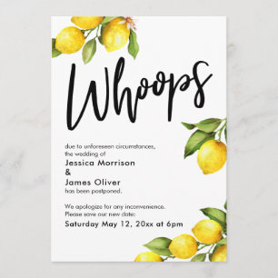 Invitation Carton de mariage reporté aux citrons à l'aquarell