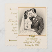 INVITATION " CARTON DE MARIAGE VINTAGE " (Devant / Derrière)