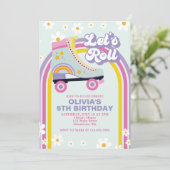 Invitation Carton de naissance Roller skate Retro Rainbow (Debout devant)