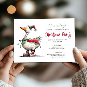 Invitation Carton de Noël drôle de l'oie dessin animé fantais