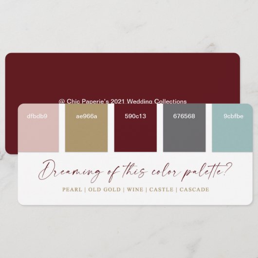 Invitation Carton de palette de couleurs de mariage de vacanc (Devant / Derrière)