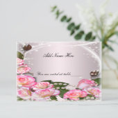 Invitation Carton de placement de table Élégantes Roses Roses (Debout devant)