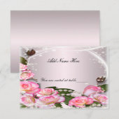 Invitation Carton de placement de table Élégantes Roses Roses (Devant / Derrière)