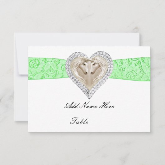 Invitation Carton de placement pour table Licorne Vert Dentel (Devant)