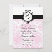 Invitation Carton de réception de mariage à initiales chic ro (Dos)