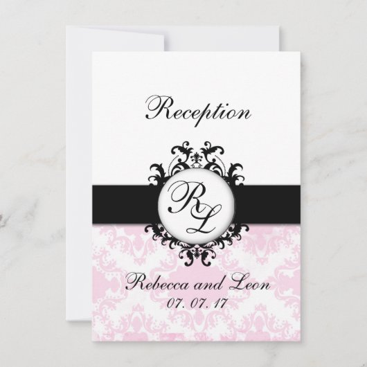 Invitation Carton de réception de mariage à initiales chic ro (Devant)
