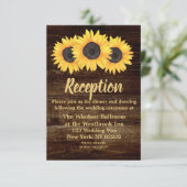 Invitation Carton de Réception de Mariage avec Tournesols Rus (Debout devant)