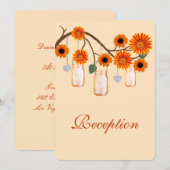 Invitation Carton de réception en bocaux Mason avec fleurs d' (Devant / Derrière)