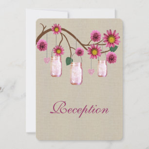 Invitation Carton de réception en pots Mason Rustique Burlap