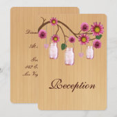 Invitation Carton de réception en pots Mason Rustique Rose de (Devant / Derrière)