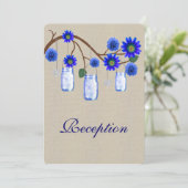 Invitation Carton de réception Rustique Burlap Bleu (Debout devant)