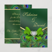 Invitation Carton de réception vert émeraude paon (Devant / Derrière)