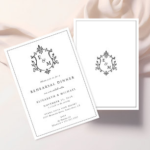 Invitation Carton de Répétition de Mariage Élégant avec Monog