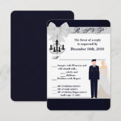 Invitation Carton de réponse 3,5x5 Uniforme de l'ARMÉE Bleus  (Devant / Derrière)